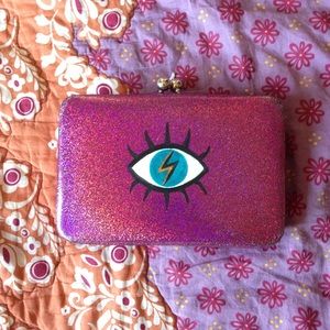 hand painted pink glitter wallet